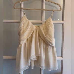 Abercrombie & Fitch Cream Smocked Babydoll Camisole Tank Top NWT Size L